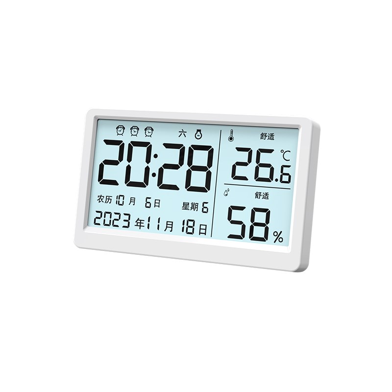 高精度电子温湿度计室内数显婴儿房干湿温度仪表家用壁挂日期时钟