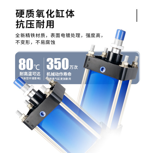QGA全铁QGB125气缸大推力160行程200加长250重型320标准400非标JB