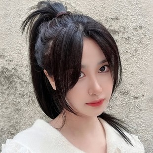 真发八字刘海假发片自然前额中分假刘海片网红法式隐形贴片假发女