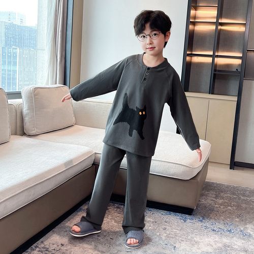 儿童装男童睡衣套装2024新款大童家居服德绒冬款纯棉内衣秋衣秋裤