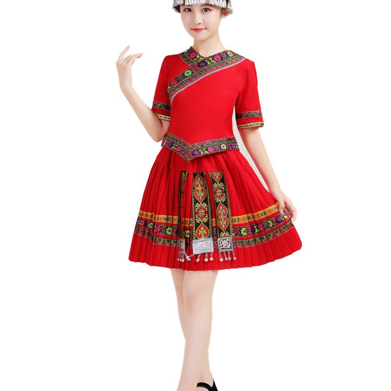 新款儿童苗族演出服彝族少数民族土家族舞蹈服广西壮族瑶族表演服