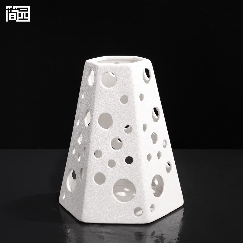 简园 养鱼生态缸水中造景六棱台多孔陶瓷花器 水培养绿植创意花盆,鲜花速递/花卉仿真/绿植园艺,花盆,淘宝优惠券,粉丝福利购,淘宝优惠卷