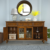 卡万利美式 餐边柜实木客厅厨房边柜简约储物柜置物架乡村餐厅酒柜