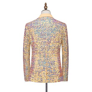 闪亮片花主持人礼服舞台表演西装 宴会歌手西服套装 两件套 男式 秋季