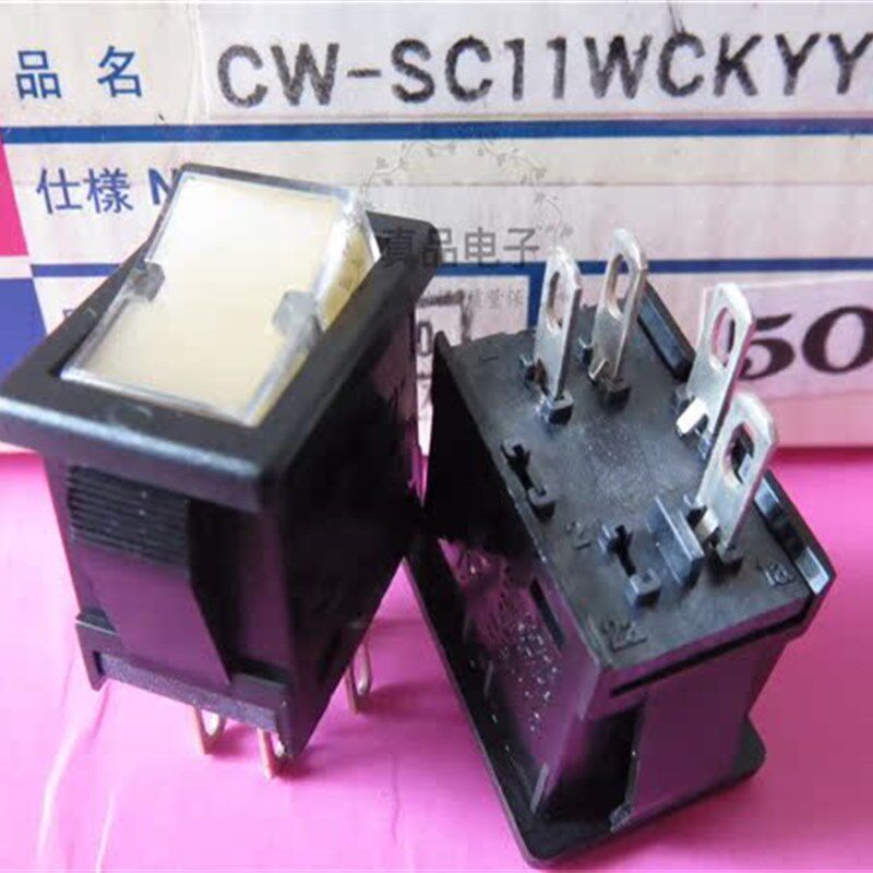 NKK CW-SC进口日本电源船型开关4脚单刀带灯翘板摇臂开关6A250V