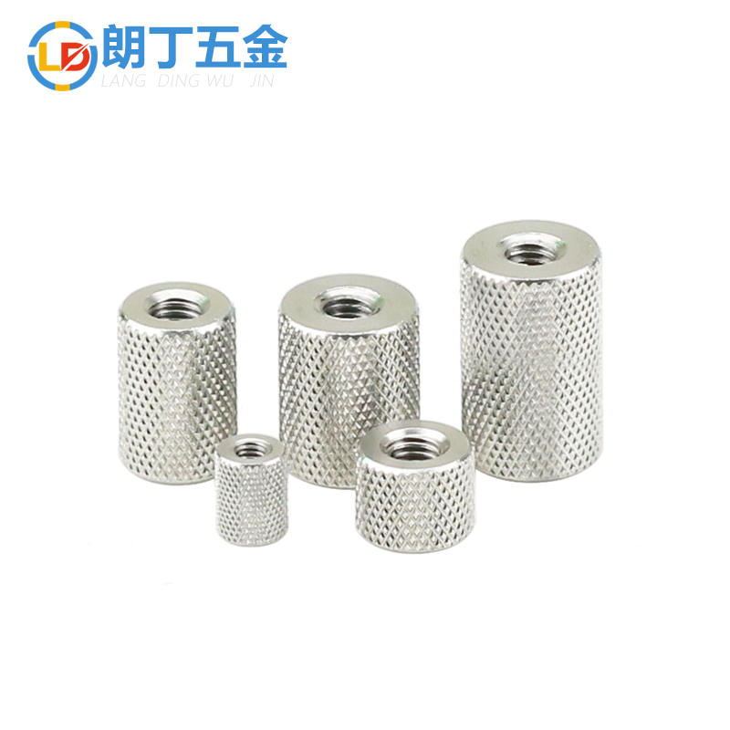 不锈钢滚花螺母光身双内牙圆柱销焊接长螺帽手拧调节螺丝母M3-M10