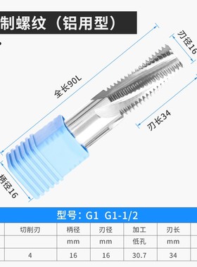 RL英制螺纹铣刀CNC加工中心钨钢合金内螺纹G1/4 PF3/8铝用高光