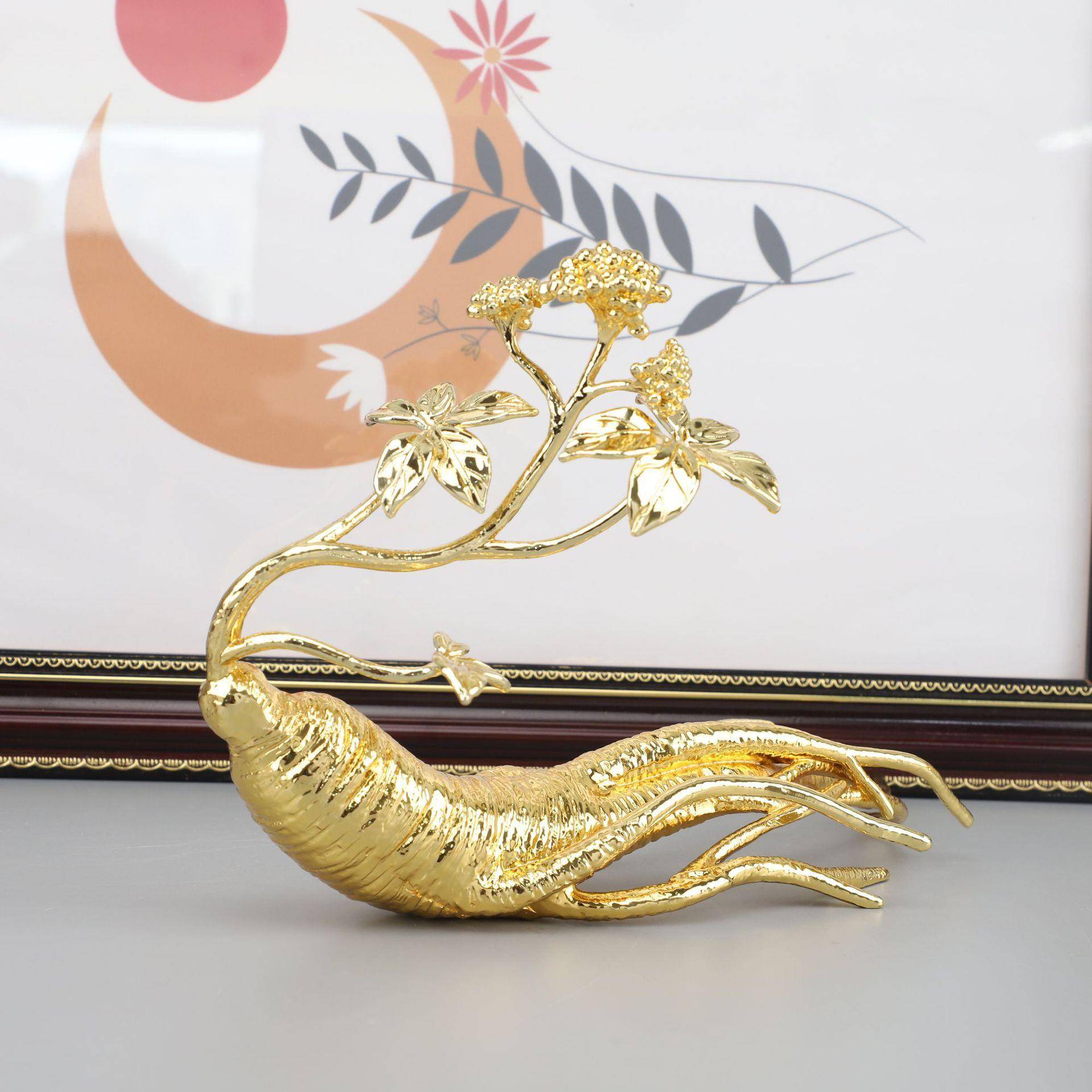 现代简约创意金属人参摆件样板房书房软装饰品家居玄关柜工艺品