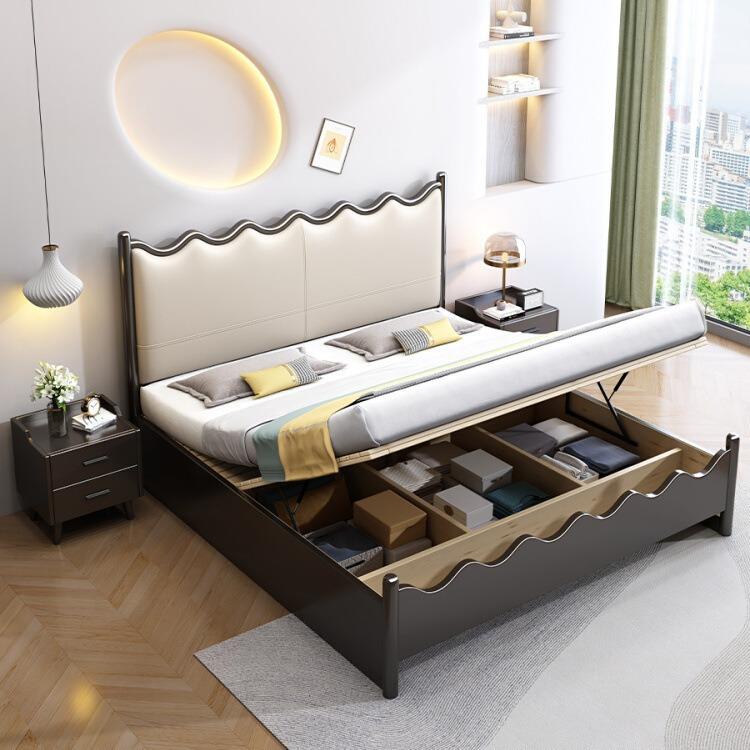 白色实木床主卧复古黑色双人床1.8米民宿公寓木床家用婚床1.5m床