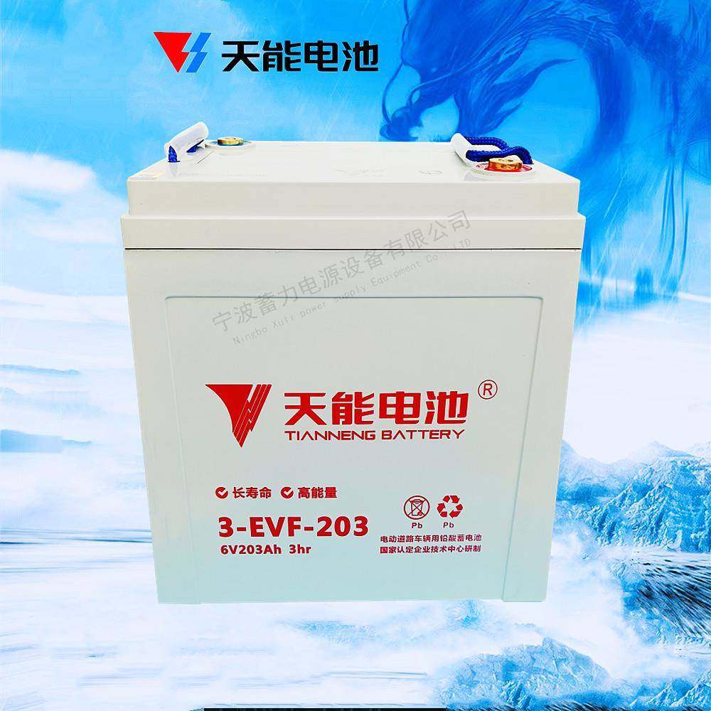 天能蓄电池3EVF203电动轿车观光巡逻看房老爷环卫6V203胶体电瓶