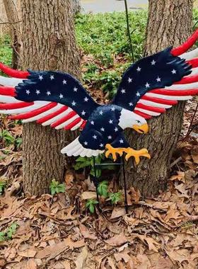 跨境亚马逊金属铁艺花园户外装饰金属地插老鹰工艺品庭院花园雕像