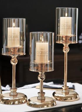 欧式家居装饰品餐桌软装摆件客厅酒店婚庆装饰蜡烛台轻奢金属烛台