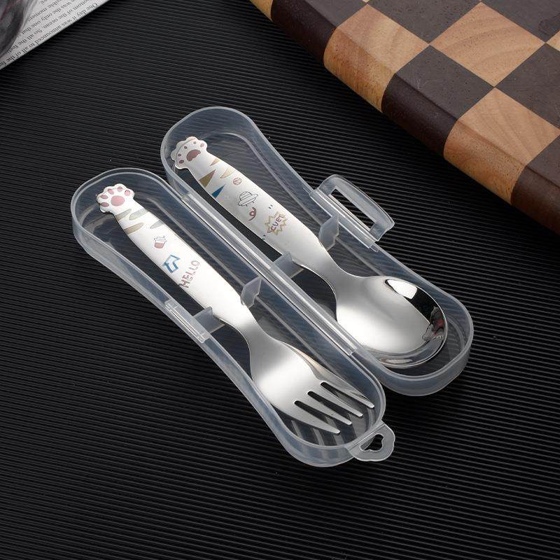 名瑞304不锈钢叉勺子家用儿童卡通萌趣饭勺创意水果叉子便携餐具