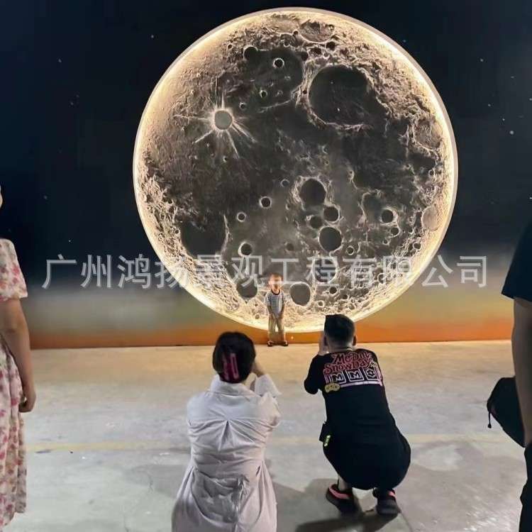 3d立体浮雕月球灯壁灯展厅背景墙装饰灯吧台圆形装饰画平板月亮灯图片