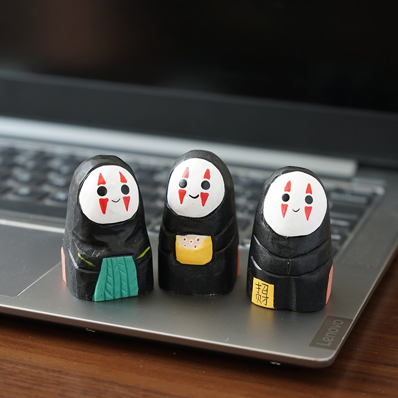 无脸男手工木雕小摆件可爱卡通周边公仔工位桌面装饰摆放小礼物