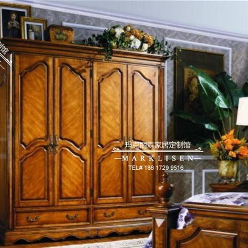 定制衣柜整体美式欧式实木平开门走入式开放式衣帽间定做