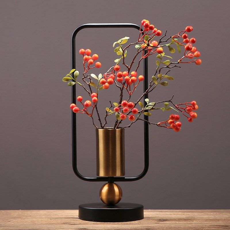 欧式金色金属花瓶客厅干花摆件北欧轻奢餐桌插花鲜花装饰玻璃花器