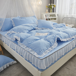 被套单件花边学生宿舍单人150x200x230纯水洗棉被罩双人全套被单