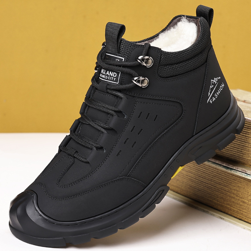 男雪地靴皮毛一体棉鞋男鞋冬真皮