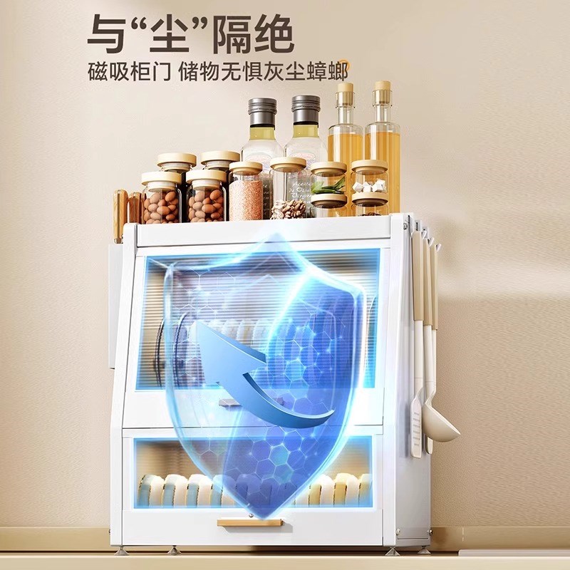 带门碗柜家用厨房碗筷餐具收纳盒小型台面放碗碟碗盘收纳沥水碗架