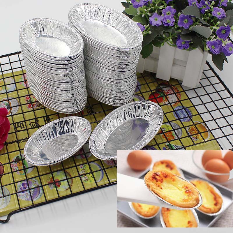 烘焙模具一次性铝箔盏烤生蚝烧烤用锡纸托蛋挞模底托椭圆形蛋挞盏