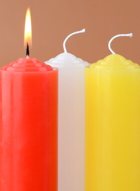 24小时无味多彩色加粗款家庭停电照明备用红白蜡烛节日紫色纯黑腊