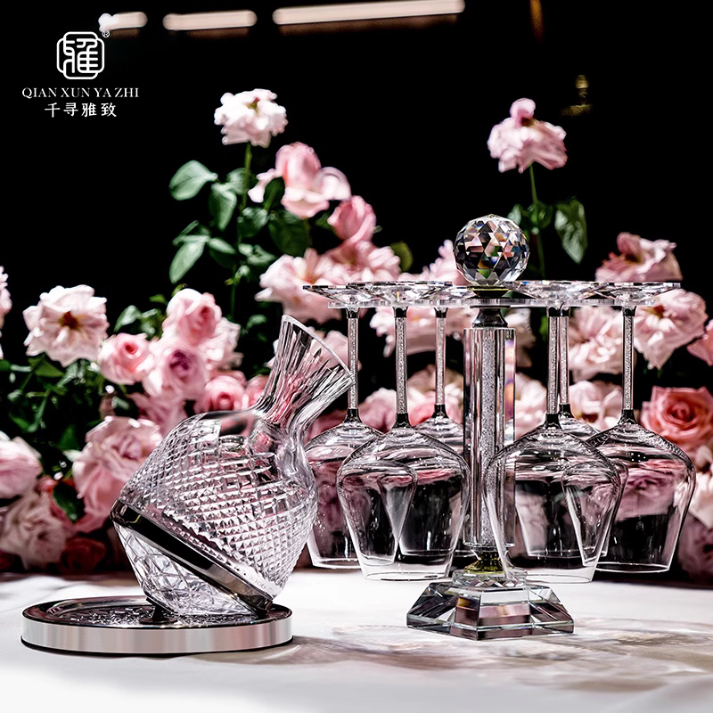 金钻奢华勃艮第红酒杯套装旋转醒酒器家用葡萄酒杯酒店用送礼