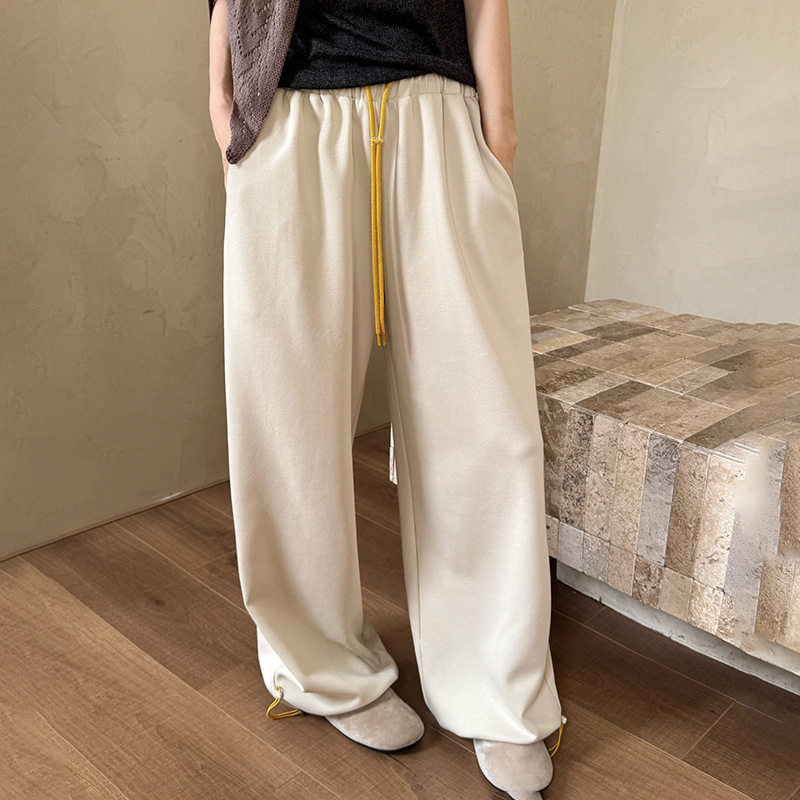 韩系慵懒风休闲运动裤女春季宽松减龄显瘦新款卫裤高腰直筒阔腿裤