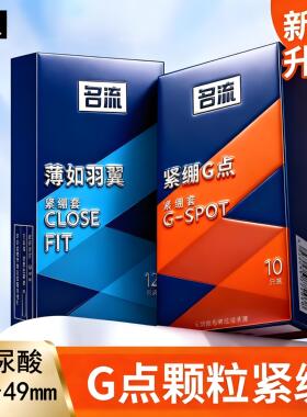 名流001避孕套超薄中小号套49mm玻尿酸安全套大颗粒紧致防脱bytt