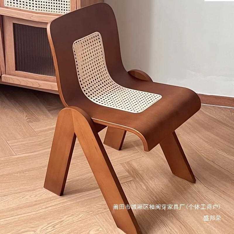 厂家椅子餐椅法式办公家用藤编中古轻奢卧室复古阳台设计师靠背实