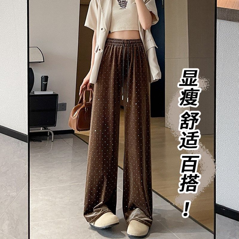 大码复古碎花波点休闲裤女春季胖mm宽松直筒裤高腰抽绳阔腿长裤子,女装/女士精品,大码裤装,淘宝优惠券,粉丝福利购,淘宝优惠卷