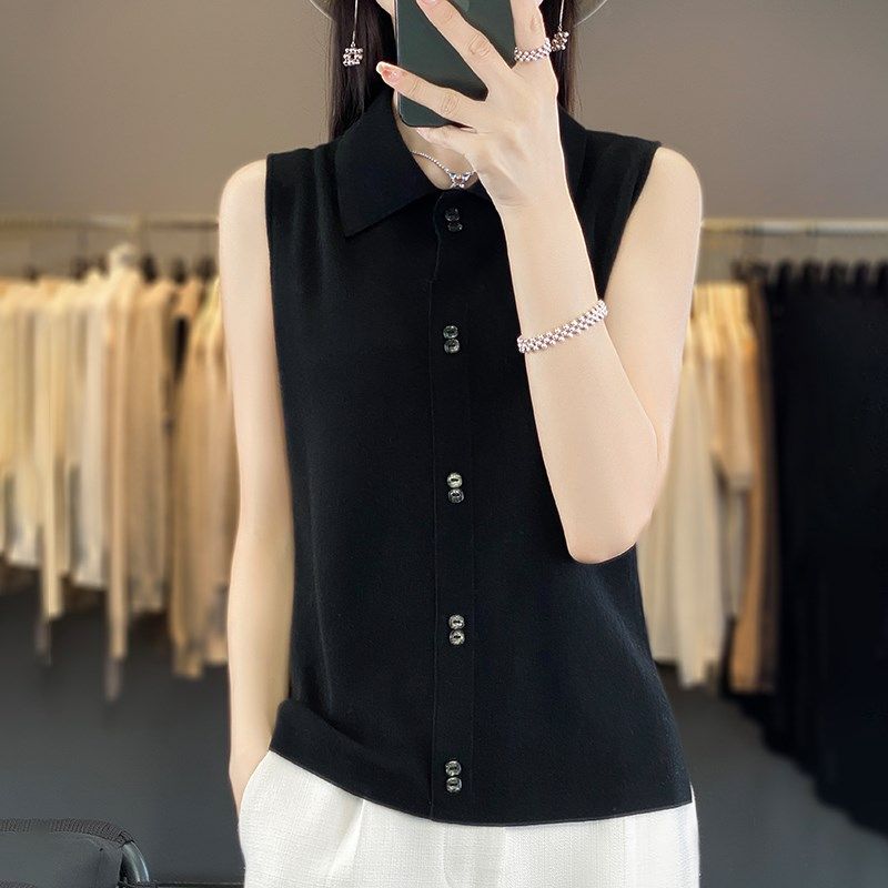 气质领衬衫女无袖打底衫叠穿内搭针织背心春秋新翻领T恤大码,女装/女士精品,大码内搭,淘宝优惠券,粉丝福利购,淘宝优惠卷