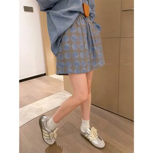 灰蓝色套装 冰麻T恤上衣短裤 女2024夏季 长袖 两件套 新款 爱情魔鬼鱼