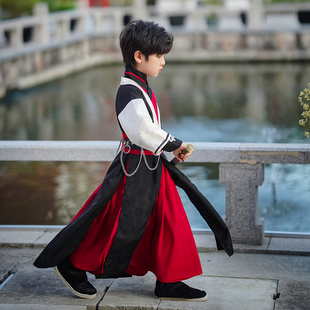 汉服男童古装演出服剑客武侠风儿童表演小男孩唐装国学服2024新款