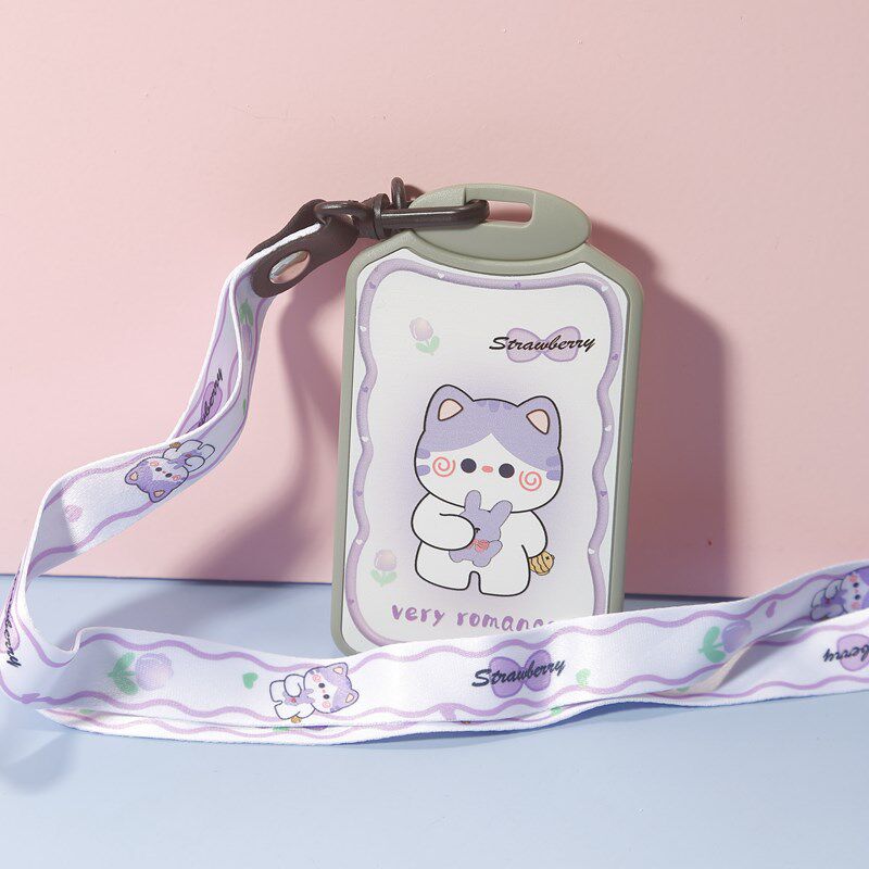 可爱青蛙猫咪兔兔加厚卡套学校智能卡套学生门禁多功能伸缩挂绳