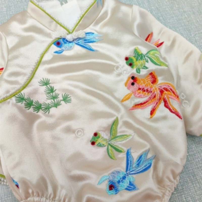 一周岁礼服女宝宝春夏中式冠衣婴儿唐装女宝抓周宴包P服国风薄款