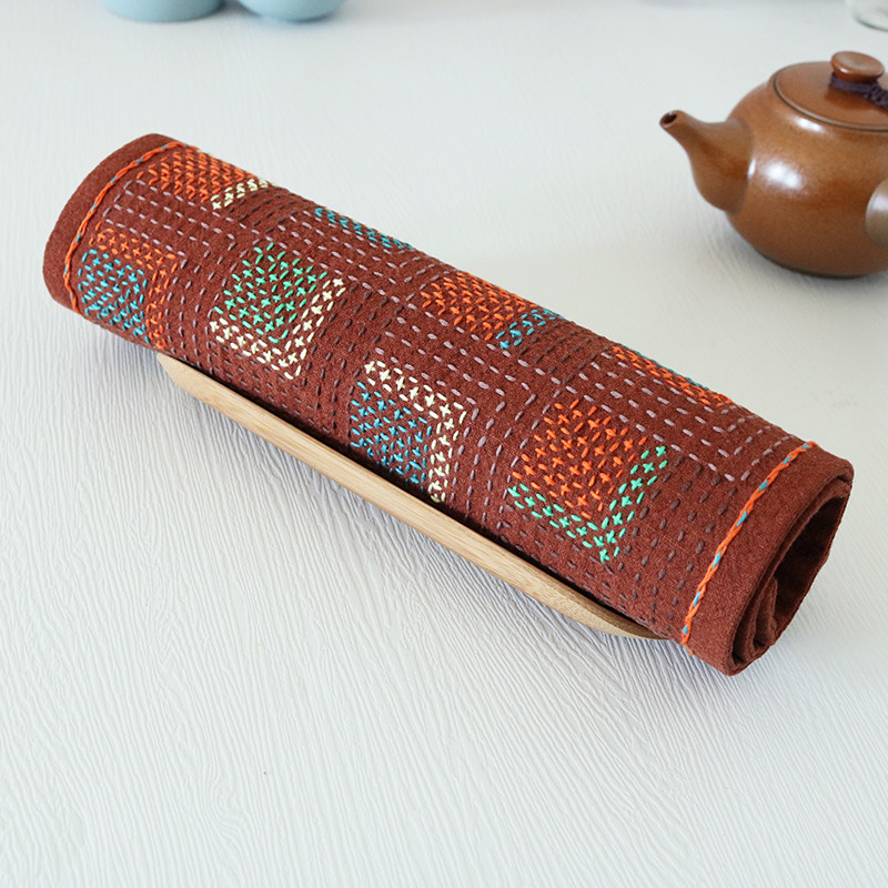 方块图案茶席刺子绣材料包手工布艺DIY茶道解闷茶垫隔热垫置物垫,居家布艺,缝纫DIY材料套装,淘宝优惠券,粉丝福利购,淘宝优惠卷