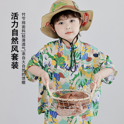 男童洋气夏装短袖短裤套装