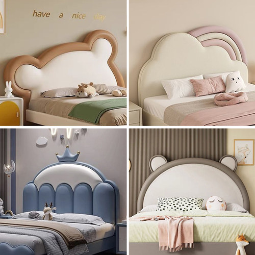儿童床头单买软包落地新款皮质实木卡通可爱榻榻米靠背板定制床头