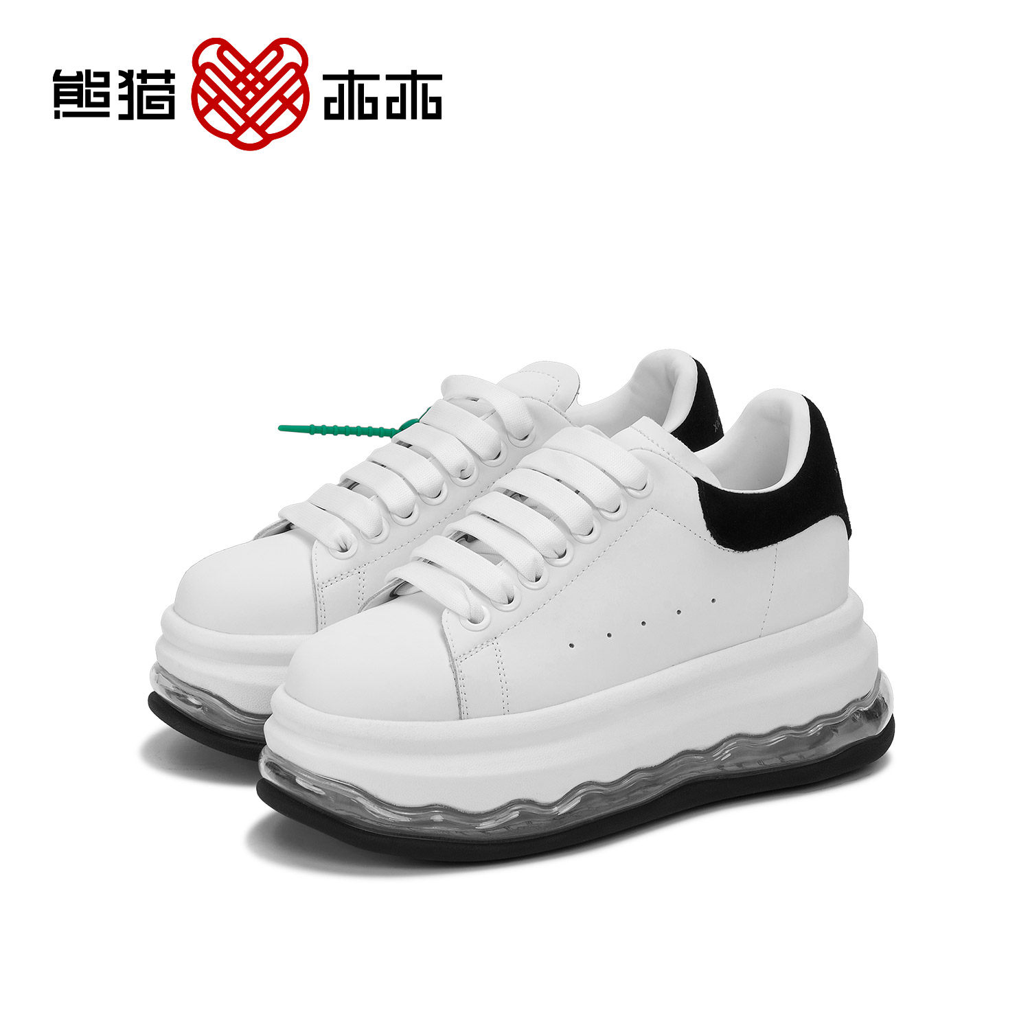 熊猫木木隐形增高10厘米情侣气垫小白鞋经典潮鞋低帮男女休闲鞋