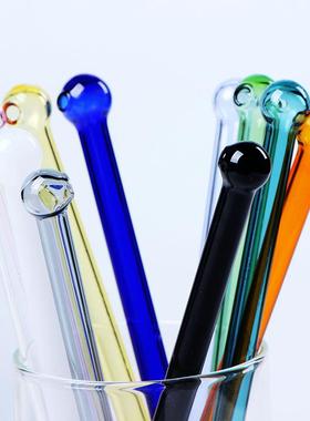 厂家直发创意彩色圆头玻璃吸管高硼硅玻璃儿童吸管七夕情人节礼物