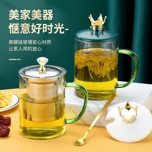 带盖饮茶杯 加厚耐高温玻璃茶杯 高硼玻璃杯办公家用喝水杯泡茶杯
