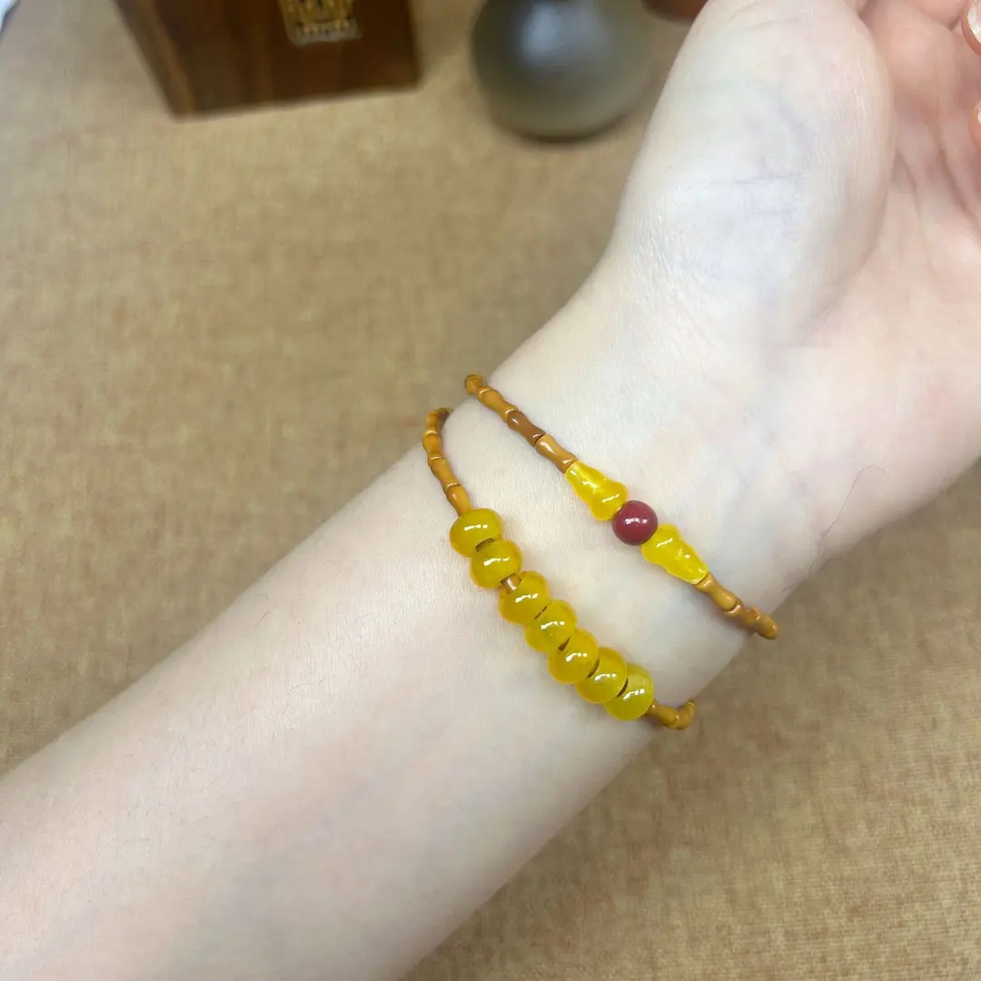 竹节橄榄核七宝葫芦多圈单圈多福手串手链高级小众设计女款转运珠