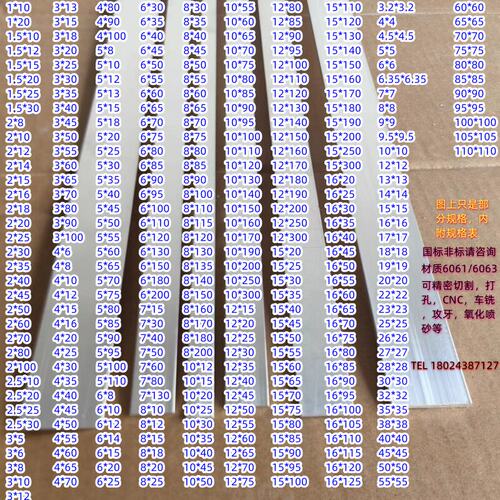 6061/6063国标非标合金铝排铝扁条铝方条1/1.5/2/2.5/3/4/5/6/7/8