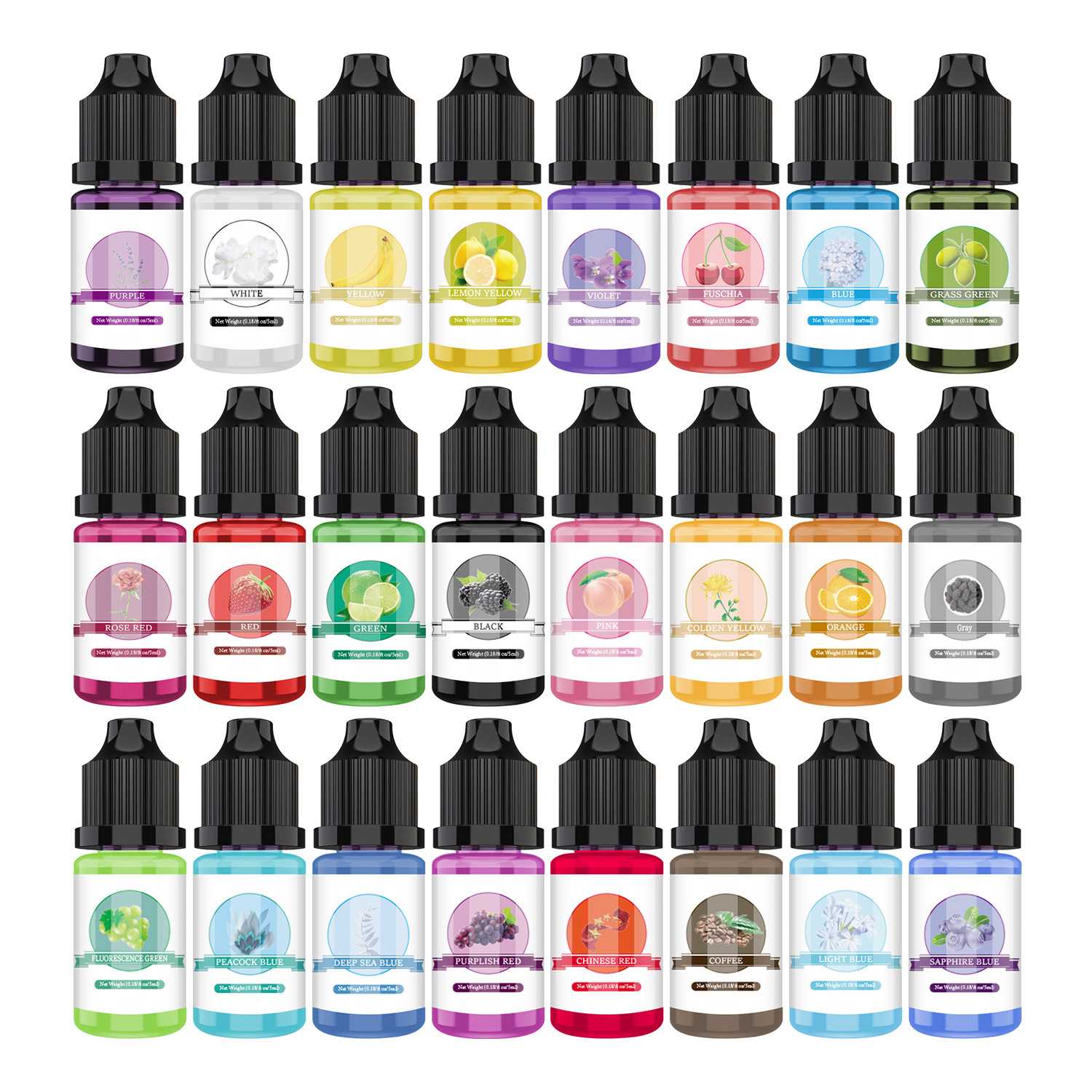 24色5ml/高浓缩滴胶色精手工diy晕染uv色素颜料着色好