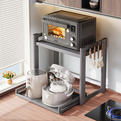 可抽拉电饭煲置物架台面多功能架