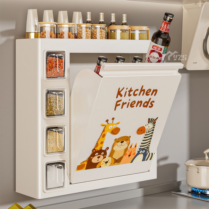 厨房壁挂调料品置物架侧开翻斗柜