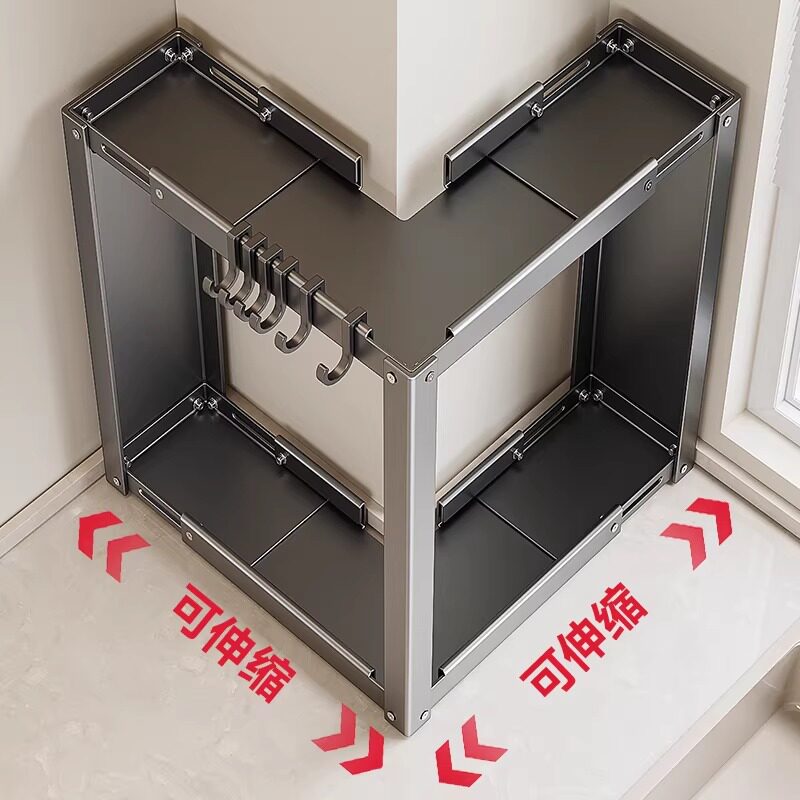 厨房可伸缩转角调料品置物架台面多功能拐角调味收纳放置多层架子