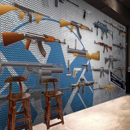 8D武器枪械展示背景墙布射击电竞