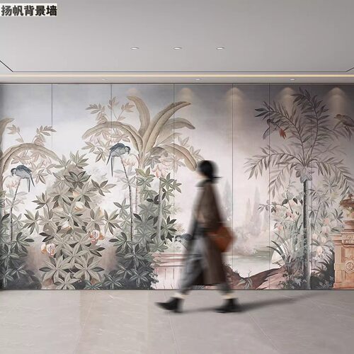 背景墙布电视背景墙泰式热带雨林